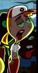 breasts doughnut_shop_girl green_eyes large_breasts open_mouth orange_hair screenshot standing standing_at_attention the_brain-eating_evil_meteor the_grim_adventures_of_billy_and_mandy tongue tongue_out zombie