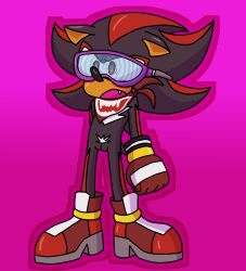 archiesaceintheh0le(yourmomhomo) empty_eyes furry goggles hypnotic_accessory open_mouth pussy shadow_the_hedgehog sonic_the_hedgehog_(series) tech_control transgender_identity transmasc visor