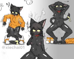  ahegao armpits arms_above_head before_and_after brain_injection cat_ears cat_girl collar dark_skin drool empty_eyes expressionless eye_roll femsub furry hand_on_head lobotomy meo_(xiechai01) mind_break nipples nude original phantom_hand pussy pussy_juice scared spread_legs squatting tagme xiechai01 