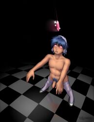 ahegao anal blue_hair blush bottomless crossdressing crystal dildo drool erect_nipples erection eye_roll freckles maid male_only malesub nude pendulum penis sex sex_toy shoes sleepymaid spiral_eyes symbol_in_eyes thighhighs tongue tongue_out topless zombie_walk
