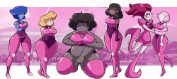  absurdres arms_behind_back blonde_hair blue_hair blue_skin breast_grab brown_hair connie_maheswaran crossed_arms dark_skin faceless femdom femsub grey_skin holding_breasts lapis_lazuli large_breasts light_skin long_hair masturbation multiple_girls multiple_subs navel outdoors pink_eyes pink_hair pink_pearl/volleyball pink_skin sadie_miller short_hair singlesalt smoky_quartz spinel_(steven_universe) steven_universe twintails 