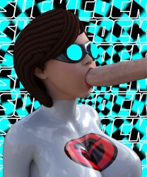 3d absurdres breasts brown_hair disney elastigirl fellatio femsub goggles large_breasts mantra penis tech_control the_incredibles theheckle
