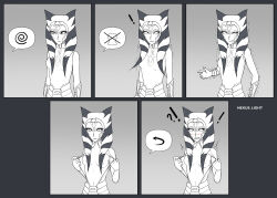 absurdres ahsoka_tano alien alien_girl breasts comic embarrassed empty_eyes expressionless female_only femsub greyscale monochrome nexus_light open_clothes open_mouth resisting star_wars star_wars_rebels tentacles togruta topless trigger twintails undressing
