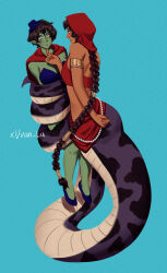 black_hair brown_hair coils dark_skin female_only femdom femsub goblin goblin_girl green_skin ivy_(klsdfhofgboeiygrtior) kaa_eyes liloloria naga_girl original snake_girl thala_(frostnova5) top_hat