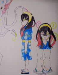  black_sclera carmine_(pokemon) color eye_color_change feet femsub foot_focus heterochromia hypnotic_tentacle malamar mega_malamar nintendo pokemon pokemon_legends_z-a pokemon_scarlet_and_violet sandals simple_background spiral symbol tiptoes 
