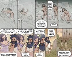  ass beard bent_over black_hair bracelet breasts brown_hair bulge choker cleavage closed_eyes clothed comic consensual dialogue doug_bayne dress english_text erection erection_under_clothes eyelashes femsub goddess hair_ornament heart humor jewelry large_breasts loincloth long_hair maledom multiple_boys mustache nipples nude oglaf open_mouth outdoors ponytail purple_hair seductive_smile sex sexuality_change shirt smile speech_bubble statue text trudy_cooper 