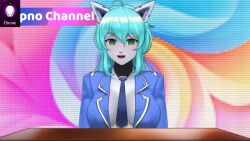 blue_hair changer_(character) chien_vietnam dronification empty_eyes femsub green_eyes robot_girl tie video virtual_youtuber voice_acted
