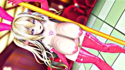3d arcs_custom_services_(esther_r18) bikini_bottom blonde_hair blue_eyes boots breasts bunny_ears clothed_exposure collar condom condom_accessories crotch_tattoo custom_maid_3d_2 dancer elf elf_ears erect_nipples erect_nipples_under_clothes esther_r18 fake_animal_ears fangs female_only femsub gloves happy_trance heart heart_eyes heavy_eyelids huge_breasts long_hair looking_at_viewer love navel open_mouth opera_gloves pasties pole_dancing pubic_hair rubber sex_toy solo symbol_in_eyes tattoo tech_control thighhighs thong topless twintails
