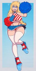  bimbofication blonde_hair blue_eyes cheerleader female_only femsub flag_bikini happy_trance long_hair panties tagme wrenzephyr2 