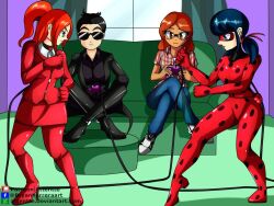  altered_perception alya_cesaire attentte black_hair blue_hair body_control boots cables consensual eilisha_shiraini_(thf772) ember_rouge_(thf772) femdom femsub game_controller high_heels marinette_dupain-cheng miraculous_ladybug red_hair remote_control tech_control twintails unaware 