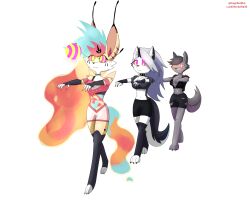  barefoot beelzebub_(helluva_boss) blue_hair collar dog_ears dog_girl expressionless female_only femsub fingerless_gloves fox_ears fox_girl fox_tail furry genderswap grey_hair hair_covering_one_eye helluva_boss hypnotic_object hypnotic_orb long_hair loona_(helluva_boss) lordshrekzilla20 midriff multicolored_hair multiple_girls multiple_subs orb pink_hair purple_eyes ring_eyes short_hair shorts signature tail vortex_(helluva_boss) white_hair wings yellow_eyes zombie_walk 