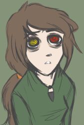  animated animated_eyes_only animated_gif artist_request breasts brown_hair dazed expressionless femsub heterochromia very_long_hair 