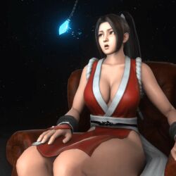  3d animated animated_gif brown_hair fatal_fury femsub king_of_fighters large_breasts long_hair mai_shiranui pendulum saiminsensei 