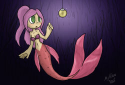 blush bra femsub fish_girl hypnotic_accessory mermaid mythkaz pink_hair pocket_watch spiral_eyes symbol_in_eyes underwear water