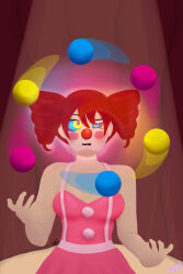  balls cleavage clothed clown clown_girl clownification dazed dress drill_hair drool female_only femsub heavy_eyelids kaa_eyes long_hair m00n_key makeup open_mouth red_hair self_hypnosis solo teto_kasane vocaloid 