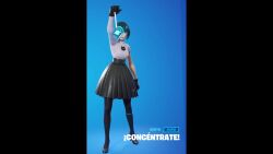  3d alternate_costume animated black_hair breasts evie_(fornite) femdom fortnite lipstick pendulum skirt sound text video video_game 