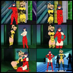 black_hair blonde_hair chloe_bourgeois comic femsub katsiika large_breasts marinette_dupain-cheng miraculous_ladybug nipples