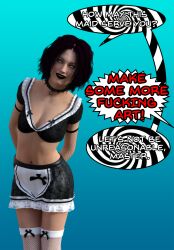 3d black_lipstick dee_(theheckle) dialogue humor maid spiral_eyes text theheckle