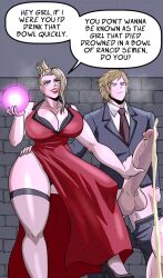 black_eyes blonde_hair clothed cloud_strife cum dialogue english_text femdom final_fantasy final_fantasy_vii handjob huge_cock hypnotic_orb large_penis malesub mrestella orb orgasm penis pink_eyes scarlet_(ff7) short_hair text