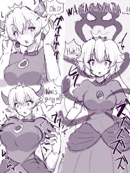 before_and_after bowser breast_expansion breasts comic crown earrings femsub ghost gloves greyscale horns jewelry large_breasts maledom nintendo opera_gloves possession princess princess_peach reia sequence solo super_mario_bros. text