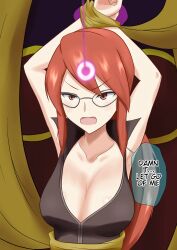  animated animated_gif bondage breasts cleavage dialogue drool female_only femsub glasses hard_translated hypno large_breasts lorelei na_shacho nintendo open_mouth pokemon pokemon_(creature) pokemon_firered_and_leafgreen red_hair solo tagme text translated very_long_hair 