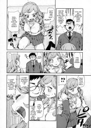  akitsuki_itsuki angry aware blush comic femsub glasses greyscale maledom school_uniform surprised text turning_the_tables 