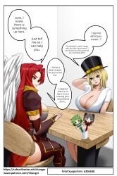  angel_girl blonde_hair changer_(character) female_only green_eyes long_hair original red_eyes red_hair serena_(goldnightangel) sixmi34 wings 