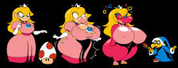 ass ass_expansion before_and_after bottomless brain_drain breast_expansion breasts corruption crown empty_eyes erect_nipples femsub happy_trance howling_mad_fox_hatter huge_ass huge_breasts jewelry kaa_eyes large_ass large_breasts magikoopa nintendo nude open_mouth princess princess_peach sequence super_mario_bros. topless transformation yoshi yoshification