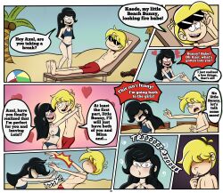 beach bikini bikini_top black_hair english_text happy_trance huge_breasts hypnotic_audio loud_house nickelodeon original pepemay93 speech_bubble text unaware whistle