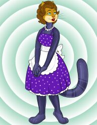 apron cat_girl domestication dress femsub furry happy_trance hornbuckle latex ring_eyes solo stepfordization
