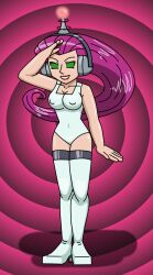  antenna boots breasts erect_nipples female_only fembot femsub happy_trance headphones hypnotic_accessory jessie large_breasts latex leotard nintendo pokemon pokemon_(anime) robotization smile solo spiral_eyes supertechno324 symbol_in_eyes team_rocket tech_control thigh_boots very_long_hair 