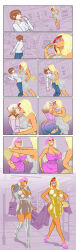  ass ass_expansion ass_grab banedearg bimbofication blonde_hair breast_expansion breasts brown_eyes brown_hair cleavage_cutout comic curvy dress eyeshadow female_only femdom femsub happy_trance high_heels kissing large_ass large_breasts lip_expansion lipstick long_hair nail_polish pink_eyes pink_lipstick short_hair smile sunglasses transformation 