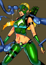 artemis blonde_hair dc_comics femsub long_hair midriff needle open_mouth ponytail super_hero tentacles young_justice zxc
