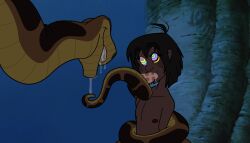 bestiality coils cum cum_in_mouth disney drool fellatio hungrykaa hypnotic_eyes kaa kaa_eyes male_only maledom malesub mowgli non-human_penis penis short_hair snake the_jungle_book yaoi