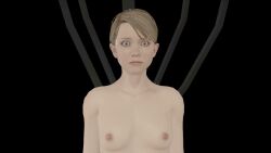  3d animated animated_gif bottomless breasts brown_hair cleavage detroit_become_human eye_roll female_only femsub kara_(detroit_become_human) nude robot robot_girl saluting short_hair source_filmmaker tech_control topless wires 