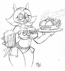  bimbofication breasts cricket-inc echidna_girl female_only food forced_employee furry happy_trance hooters large_breasts large_lips original short_shorts sketch solo spiral_eyes symbol_in_eyes tank_top text tray waitress 