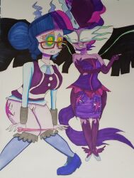  bottomless equestria_girls female_only femdom femsub fjinkie glasses glowing glowing_eyes horns kaa_eyes magic multicolored_hair my_little_pony pink_hair purple_hair straight-cut_bangs tears traditional twilight_sparkle underwear undressing unhappy_trance wings 
