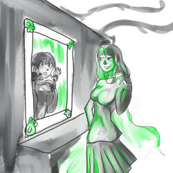  absurdres femdom femsub gguy123 ghost green_eyes hypnotic_mirror mirror possession 
