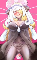  alien androgynous androgynous_dom blonde_hair blush breasts cleavage cynthia doshiroto drool femsub hair_covering_one_eye happy_trance large_breasts long_hair nintendo open_mouth pokeball pokemon pokemon_(creature) pokemon_diamond_pearl_and_platinum standing tears tentacles ub-01 