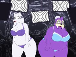  animal_ears bbw bra breasts chubby claws dazed dr._chaos drool expressionless eyes_held_open fat female_only femsub furry goat_girl huge_breasts hypnotic_screen hypnotic_spiral lady_walrus large_breasts leaning_forward multiple_girls multiple_subs navel open_mouth panties purple_hair purple_skin sonic_boom sonic_the_hedgehog_(series) spiral_eyes symbol_in_eyes tech_control toriel_dreemurr tusks undertale underwear walrus_girl white_skin 