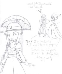  absurdres cosplay diantha disguised_hypnotist dress feminization femsub gardevoir greyscale happy_trance lady_(pokemon) leaf_(pokemon) long_hair mantra mega_gardevoir nintendo pokemon pokemon_(creature) pokemon_firered_and_leafgreen pokemon_x_and_y smile text traditional umbrella 