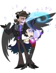  black_hair blue_eyes brown_hair claws corruption don&#039;t_starve fangs magic malesub music mx_driftdrop non-binary non-binary_dom open_mouth original puppet purple_eyes singing size_difference smug standing suit tie transparent_background unaware wilson_(don&#039;t_starve) wings wynslow_(mx_boxlocks) 