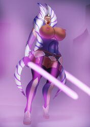 ahsoka_tano bimboannon bimbofication blue_eyes bottomless breasts cleavage earrings erect_nipples expressionless female_only femsub gloves high_heels jewelry large_breasts lightsaber nude opera_gloves pussy red_lipstick solo star_wars star_wars_rebels tattoo tentacles thick_thighs thighhighs togruta topless twintails weapon