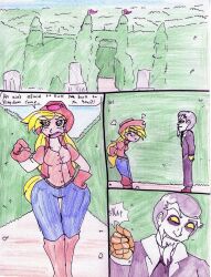applejack blonde_hair boots braid comic cowgirl discord earrings freckles grey_hair jewelry lordebonfuze my_little_pony personification short_hair text traditional very_long_hair