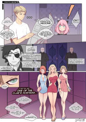 anya_forger black_hair blonde_hair bottomless comic dress eyepatch femsub loid_forger long_hair maledom nude pink_hair possession red_hair short_hair spy_x_family text topless tsfsingularity