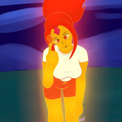 adventure_time femsub flame flame_princess glowing m00n_key princess red_hair self_hypnosis solo symbol_in_eyes