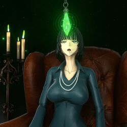  3d animated animated_gif femsub fubuki_(one_punch_man) green_hair large_breasts one_punch_man pendulum saiminsensei short_hair 