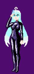 blue_eyes blue_hair collar hypnotic_accessory latex miyuki_thotep nyarukavt original pixel_art small_breasts white_hair