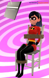 3d absurdres bodysuit breasts disney drool empty_eyes female_only femsub hypnotic_screen large_breasts source_filmmaker spiral super_hero supercasket tech_control the_incredibles violet_parr