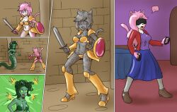    aeris bikini cat_girl comic furry long_hair monster_girl mythkaz petrification pink_hair tagme vg_cats 